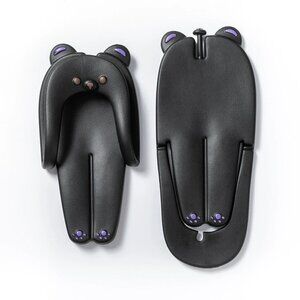 Couple'sPortable Cute Bear Flip Flops, Quick Dry Shower ~Travel Essentials~black